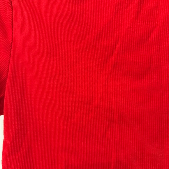 Red Ribbed Stretchy Cropped T-Shirt - Picture 3 of 10